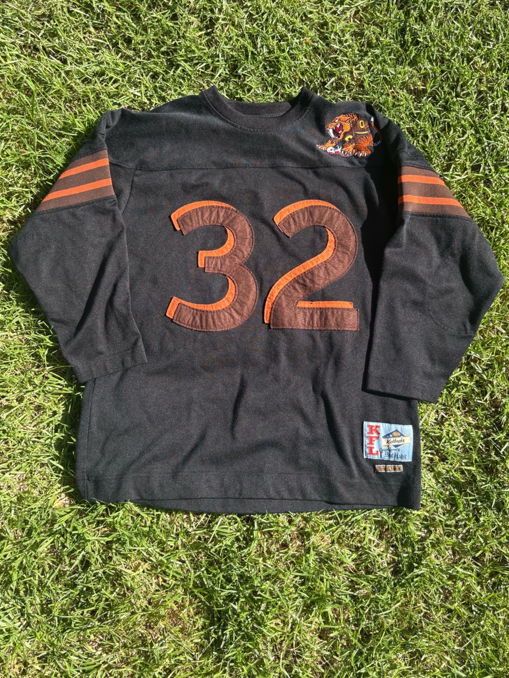 Bad Habit Black Jersey with Orange 32 and Sleeve Stripes